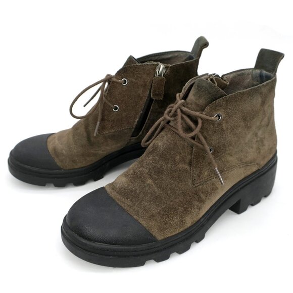 Eileen Fisher Reese Ankle Bootie Sz 6 Waterproof Suede Boot Cap Toe Chunky Sole - Picture 2 of 4